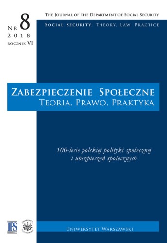 Zabezpieczenie Społeczne. Teoria, Prawo, Praktyka. Zeszyty Naukowe Zakładu Zabezpieczenia Społecznego IPS UW nr 8/2018 - okładka